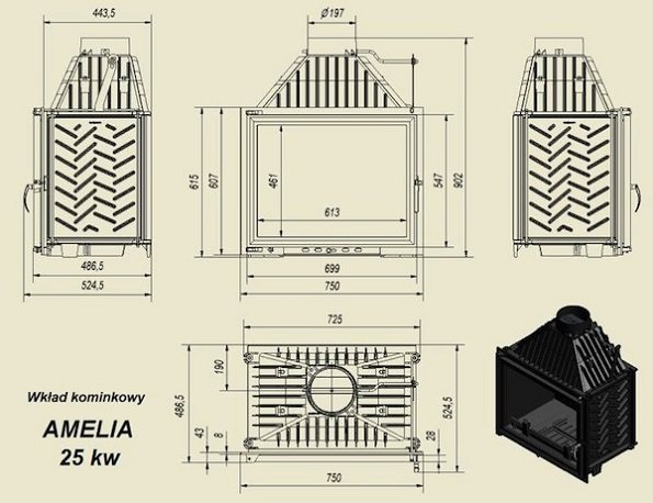 Каминная топка Kratki Amelia/PF