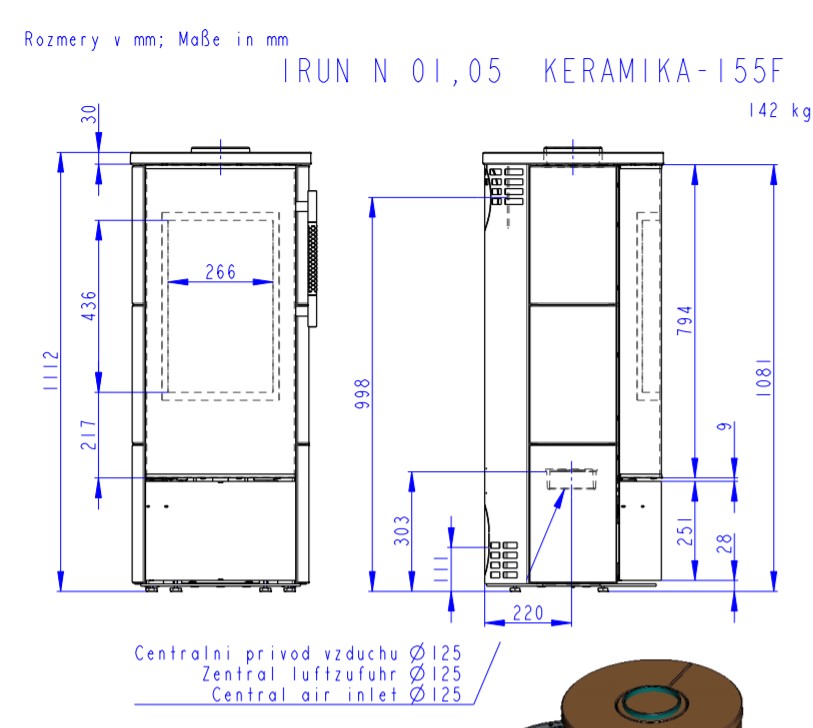 Печь-камин Romotop IRUN N керамика рельеф