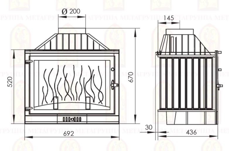 Каминная топка Мета Ardenfire Промо 700 (прямое стекло)