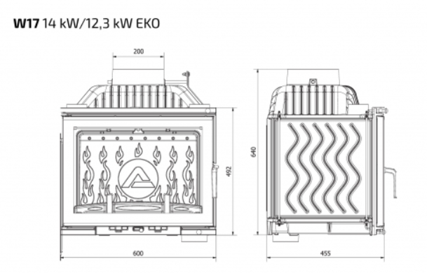 Каминная топка Kaw-Met W17 DECOR 12,3 кВт EKO