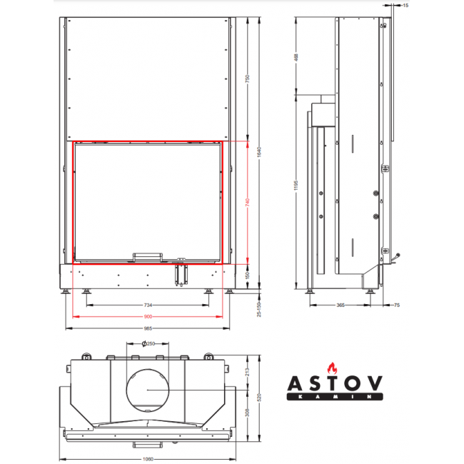 Каминная топка ASTOV ПС 9074