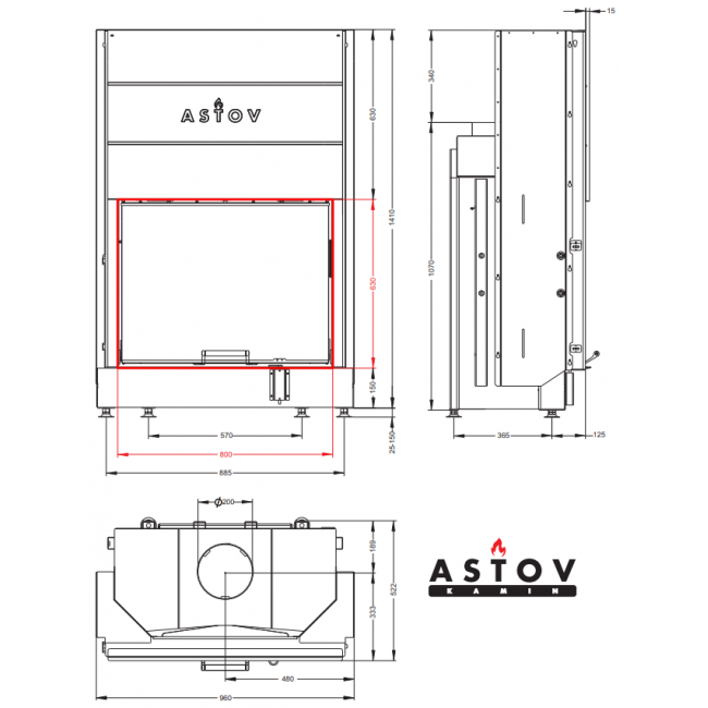 Каминная топка ASTOV ПС 8063