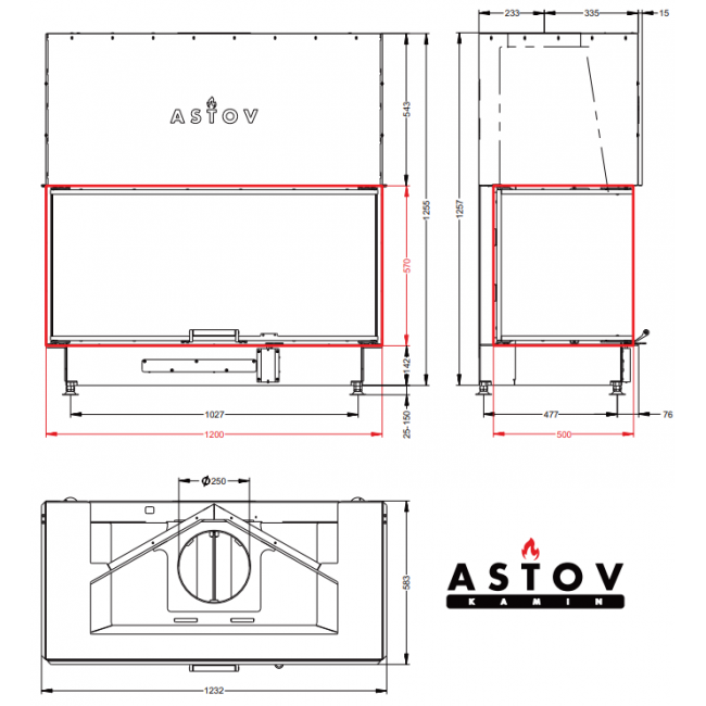 Каминная топка ASTOV П3С 12057