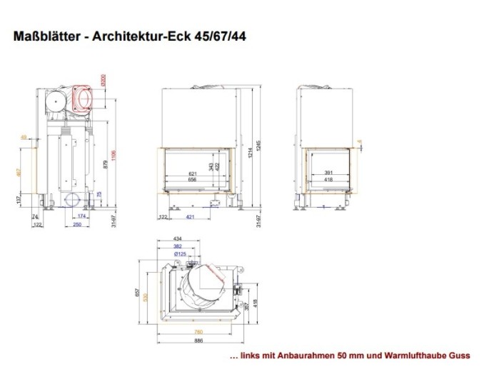 Каминная топка Brunner 45/67/44 R ECK с подъемной дверцей