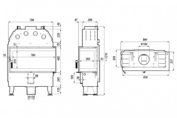 Каминная топка  DEFRO HOME INTRA SLIM ME BL, 834/465/337 мм, угловое стекло слева