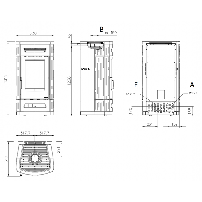 Печь-камин La Nordica Oriana legno (черный)