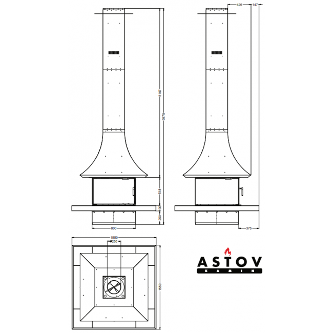 Камин ASTOV Арт П4С 800