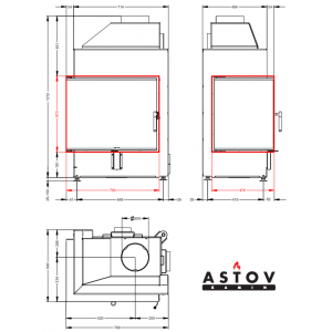 Каминная топка ASTOV П2С 700 L