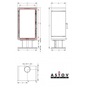 Печь-камин ASTOV Куб ПК 4581 камень на низкой ноге