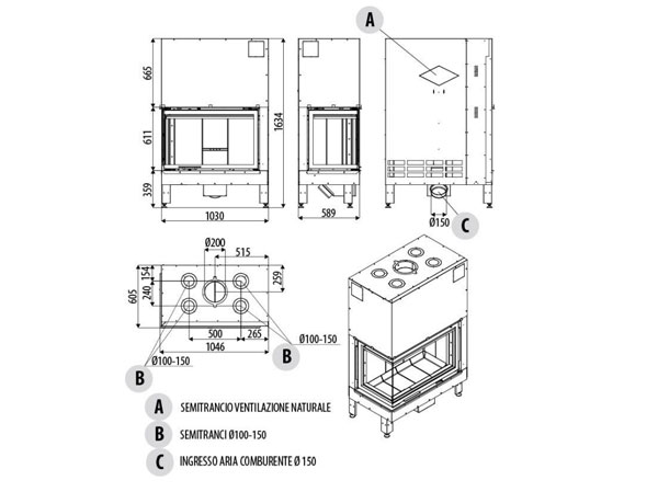 Каминная топка дровяная MCZ Plasma 95 dx Wood